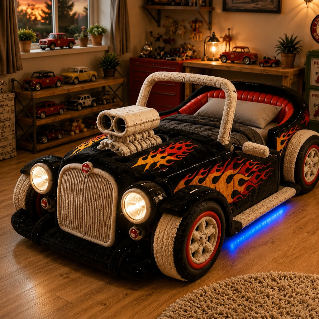 🔥complete with bold flame graphics, oversized wheels, glowing headlights and an unforgettable racing-inspired look.