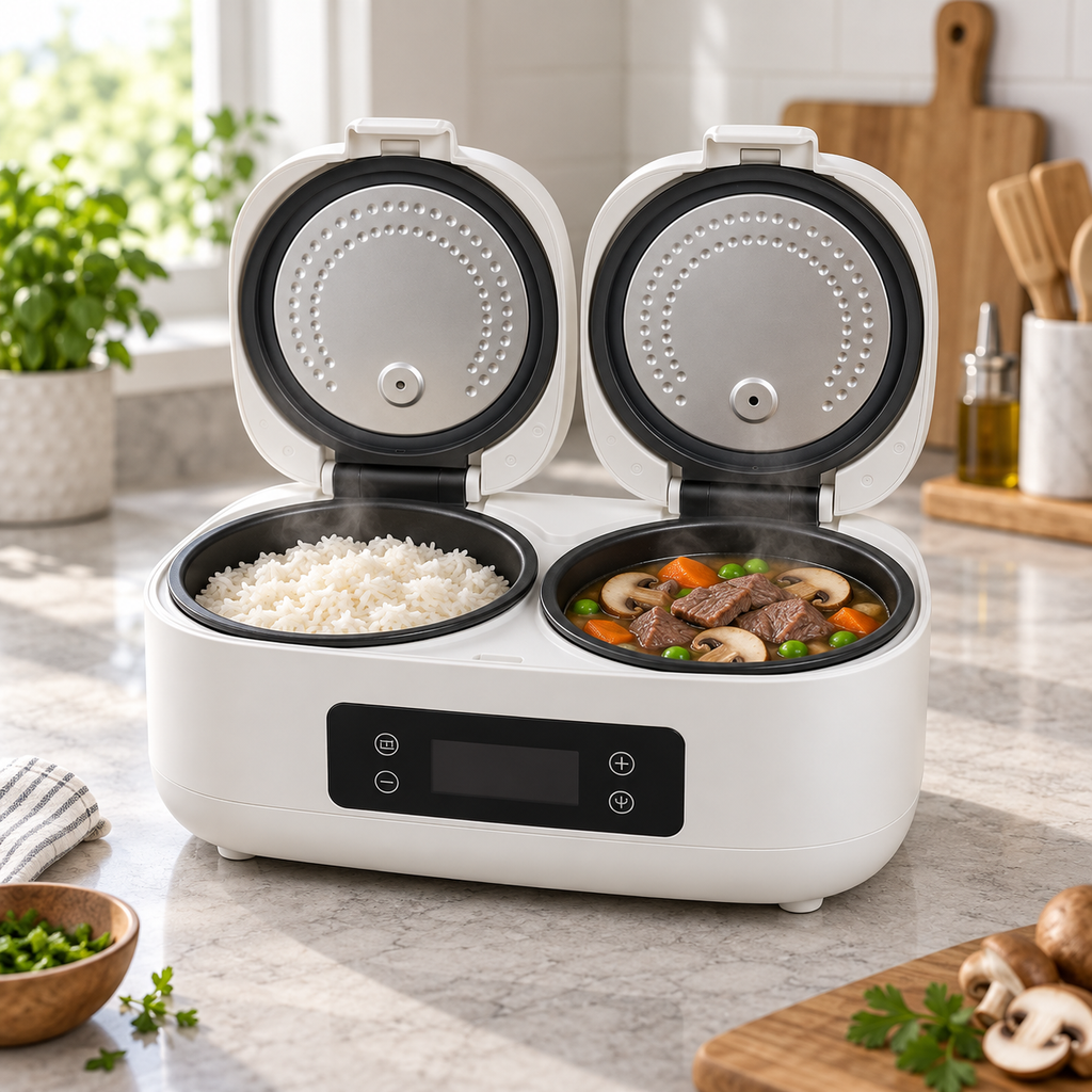 🍚 DualPot™ 2-in-1 Smart Rice Cooker | Two Meals at Once ✨
