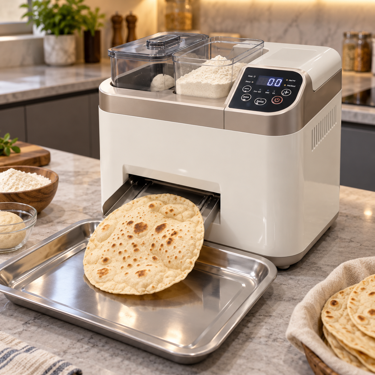 🥞 FreshPress™ Automatic Flatbread Maker | One-Touch Roti, Tortilla & Chapati Machine