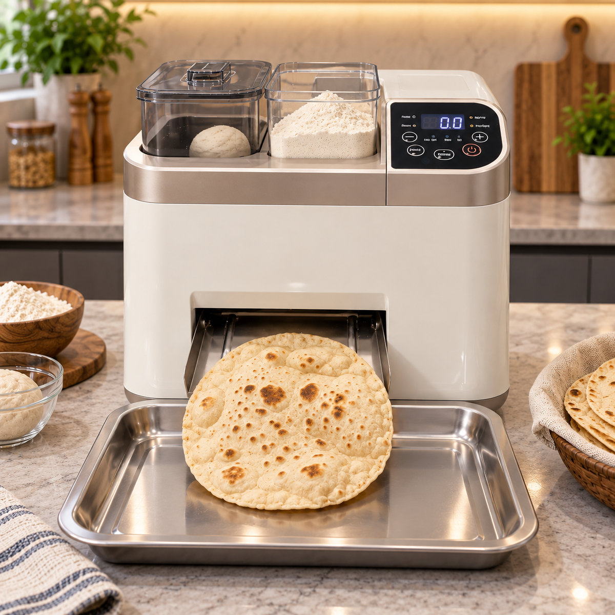 🥞 FreshPress™ Automatic Flatbread Maker | One-Touch Roti, Tortilla & Chapati Machine