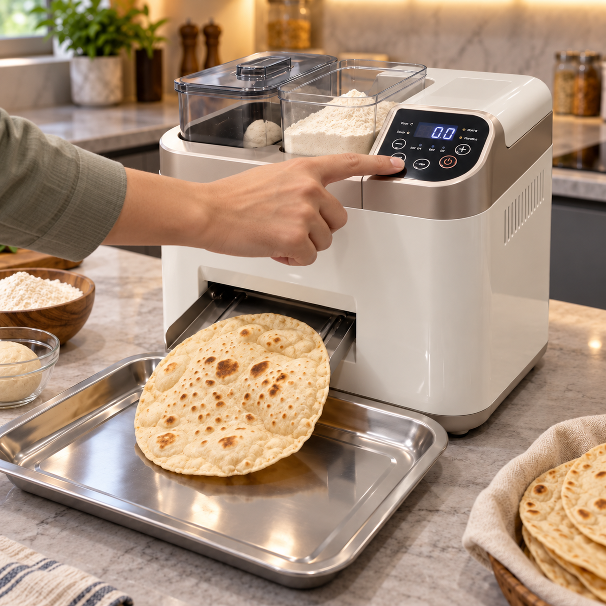 🥞 FreshPress™ Automatic Flatbread Maker | One-Touch Roti, Tortilla & Chapati Machine