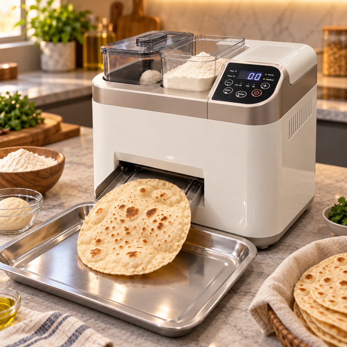 🥞 FreshPress™ Automatic Flatbread Maker | One-Touch Roti, Tortilla & Chapati Machine