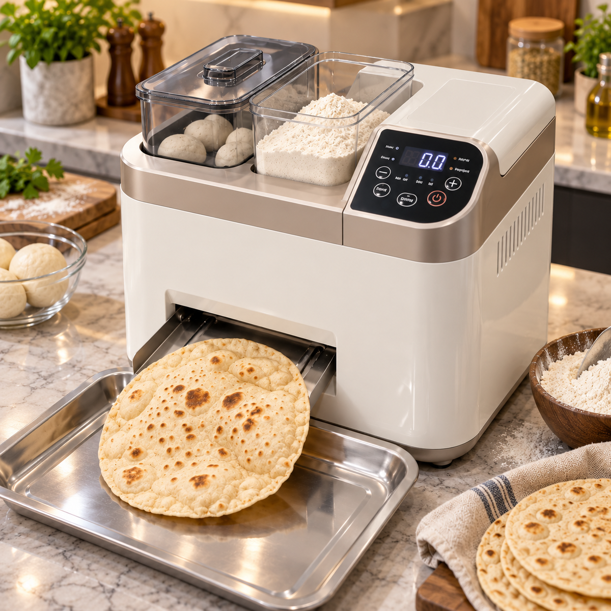 🥞 FreshPress™ Automatic Flatbread Maker | One-Touch Roti, Tortilla & Chapati Machine
