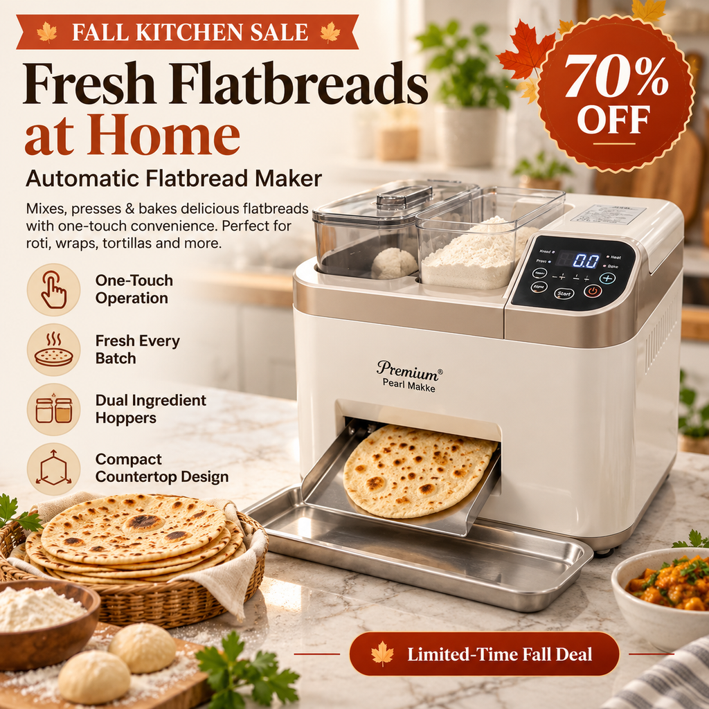 🥞 FreshPress™ Automatic Flatbread Maker | One-Touch Roti, Tortilla & Chapati Machine
