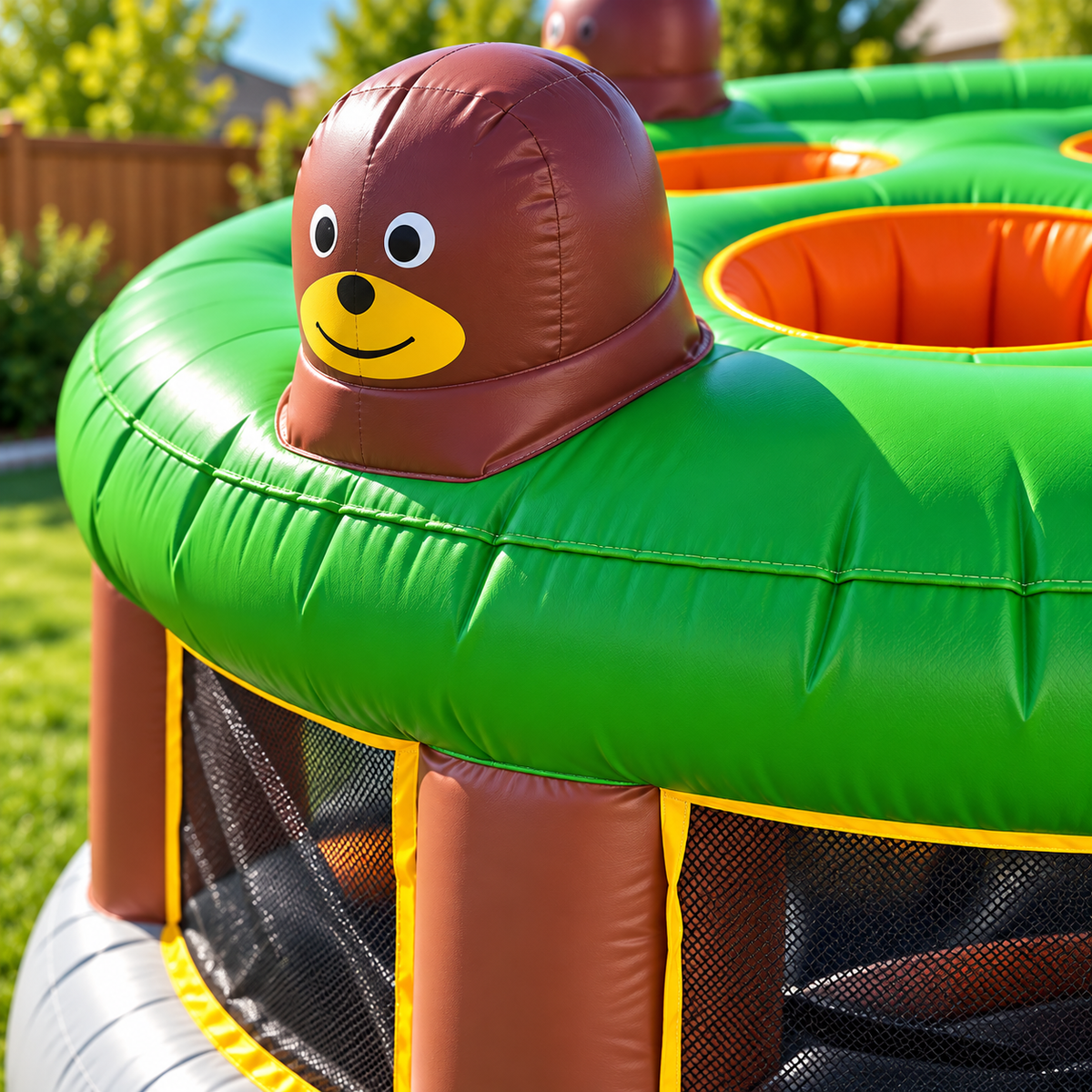 🔨 Inflatable Pop-Up Mole Arena 🎃 6-Player Backyard Whack Game with Soft Hammer for Kids & Family Parties