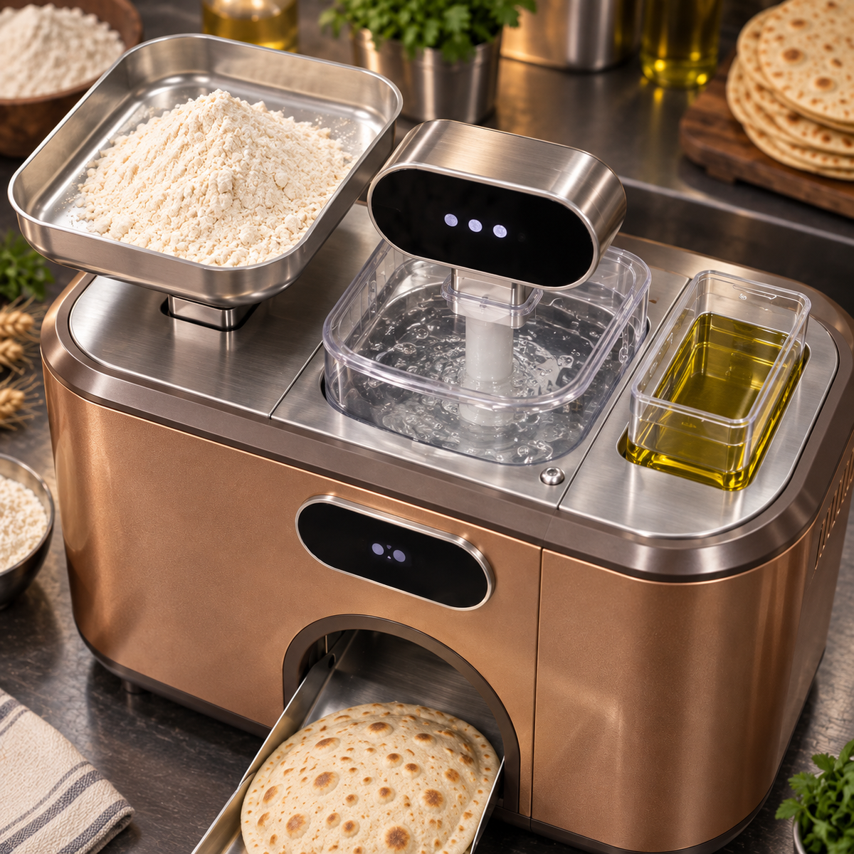 Automatic Flatbread Maker ✨ Smart Mixing, Auto Baking & Fresh Homemade Bread in Minutes