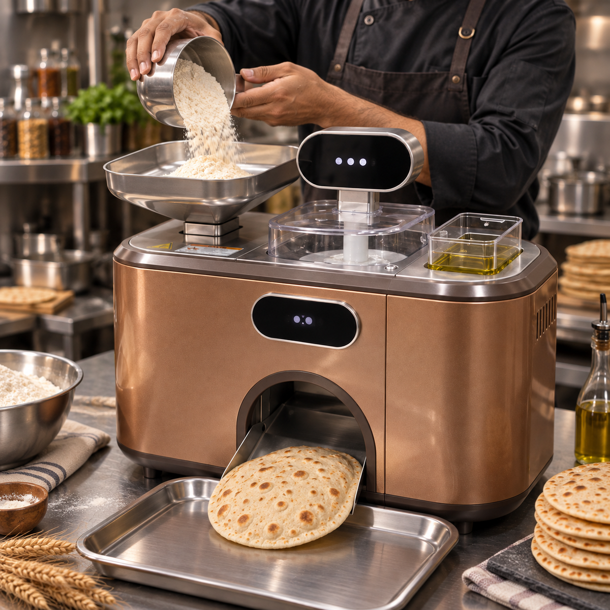 Automatic Flatbread Maker ✨ Smart Mixing, Auto Baking & Fresh Homemade Bread in Minutes