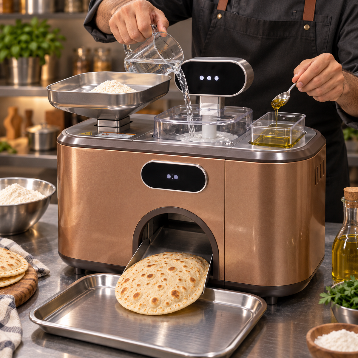 Automatic Flatbread Maker ✨ Smart Mixing, Auto Baking & Fresh Homemade Bread in Minutes