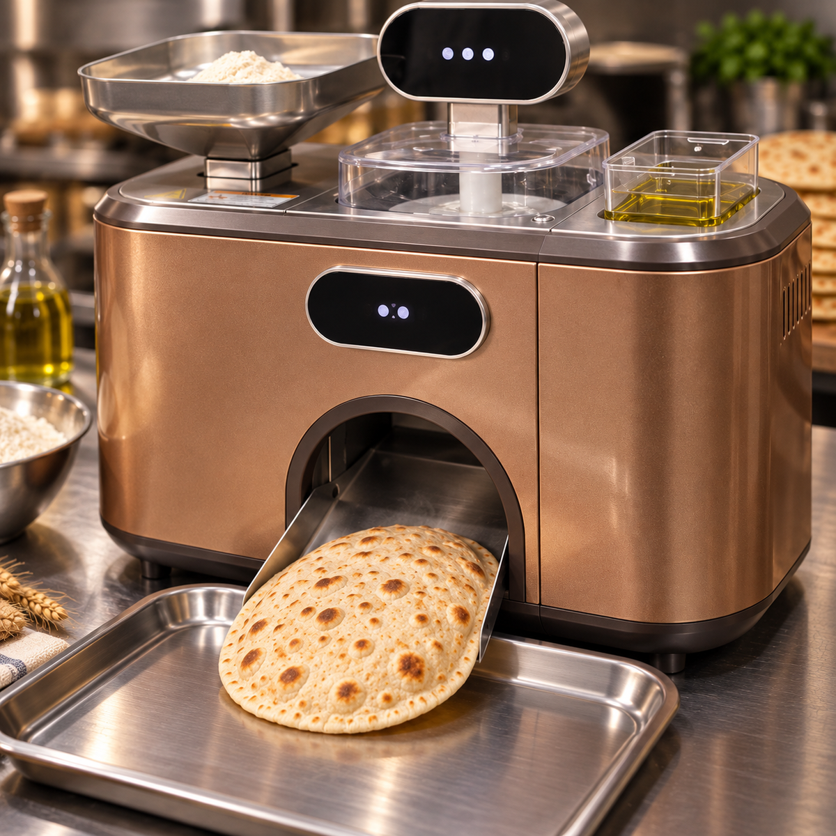 Automatic Flatbread Maker ✨ Smart Mixing, Auto Baking & Fresh Homemade Bread in Minutes