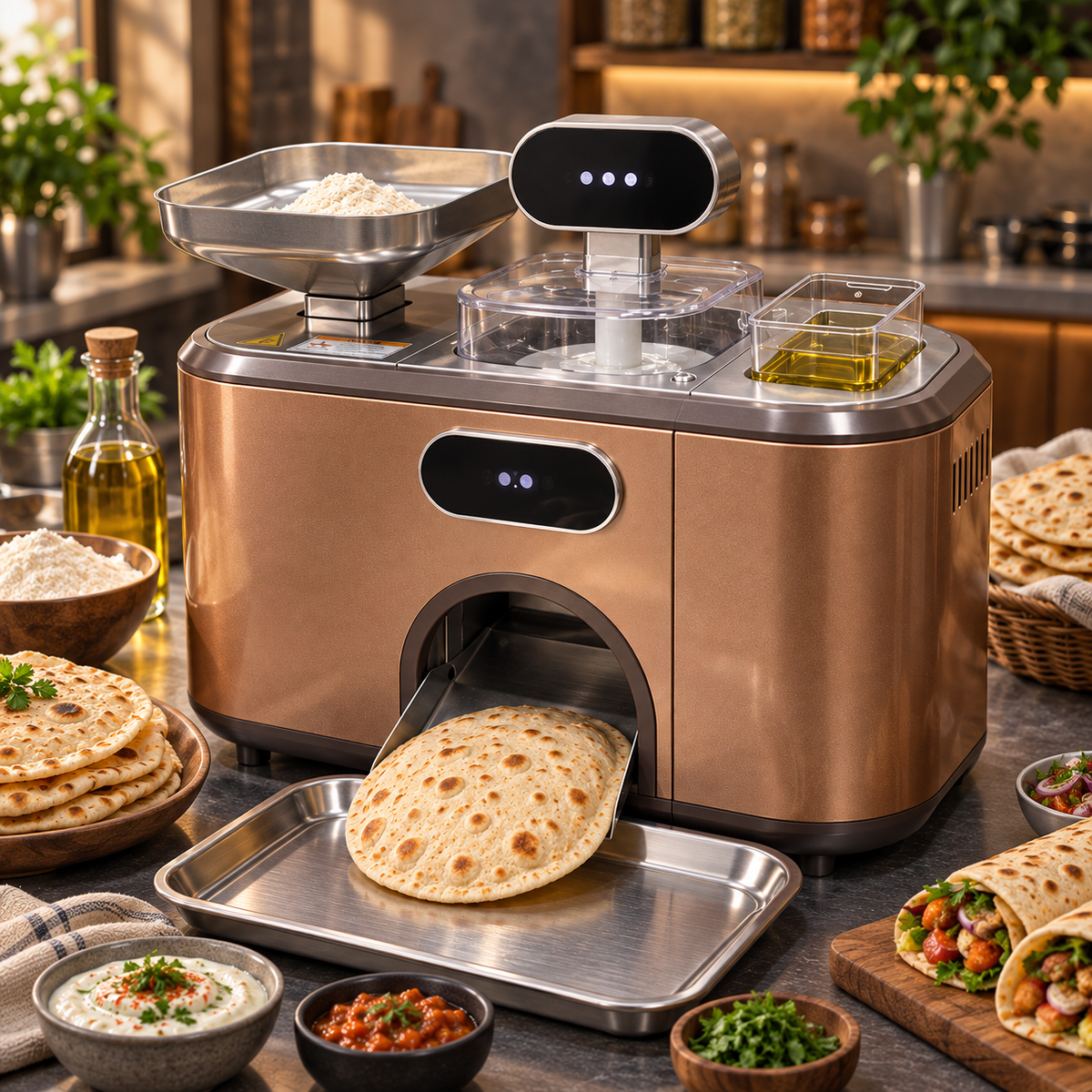 Automatic Flatbread Maker ✨ Smart Mixing, Auto Baking & Fresh Homemade Bread in Minutes