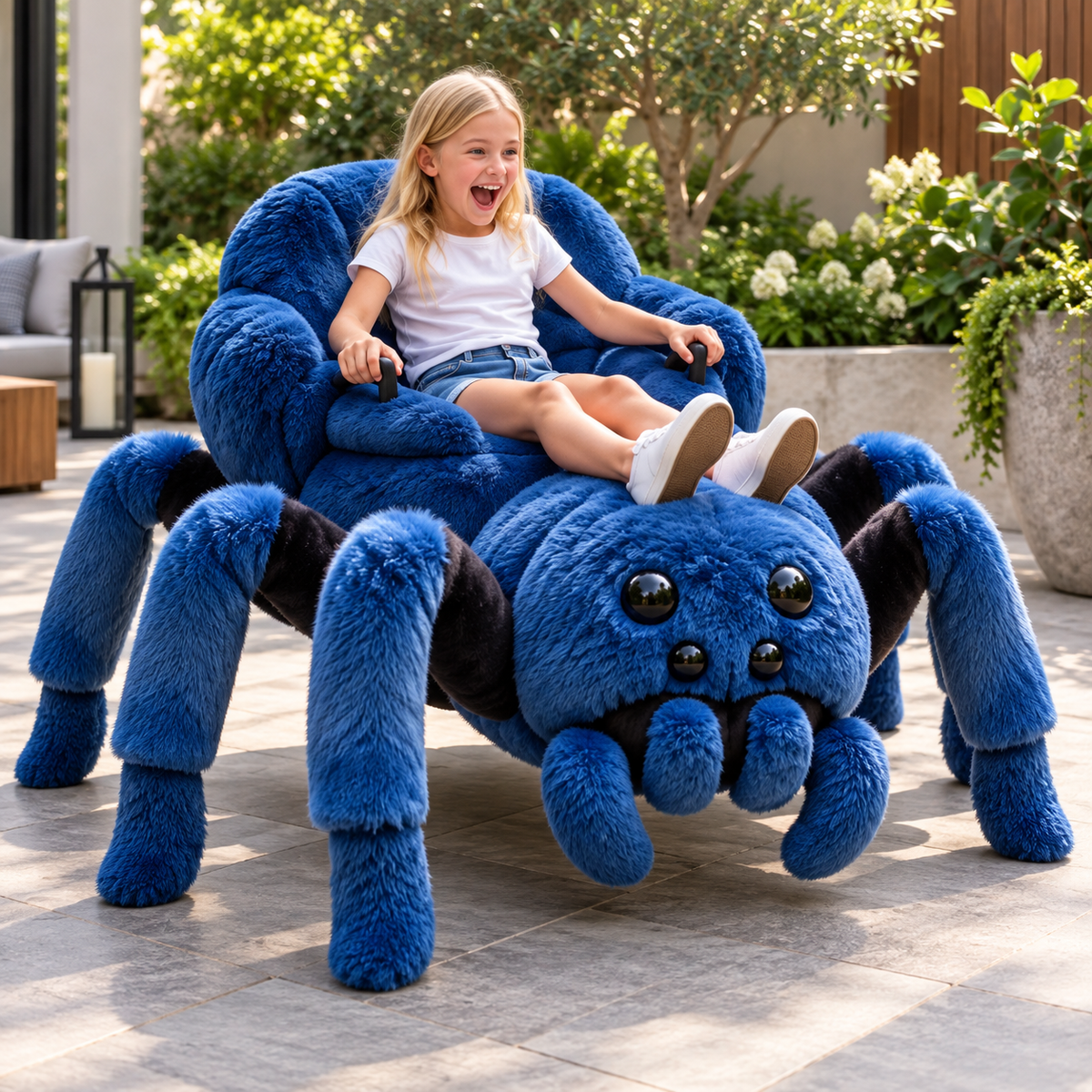 🕷️ Electric Plush Spider Ride-On Sofa 🎃 Motorized Walking Toy with Ultra-Soft Seat for Kids
