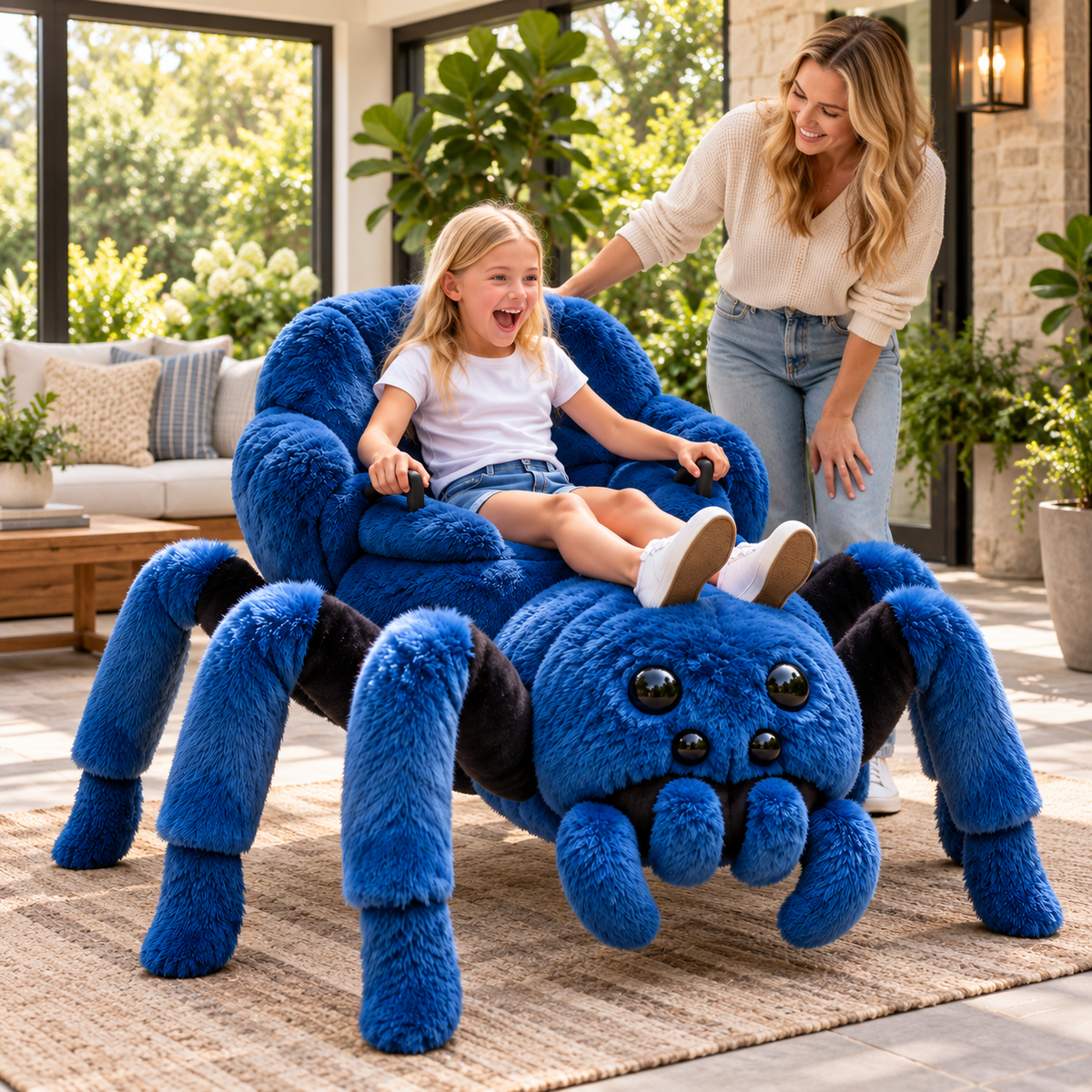 🕷️ Electric Plush Spider Ride-On Sofa 🎃 Motorized Walking Toy with Ultra-Soft Seat for Kids